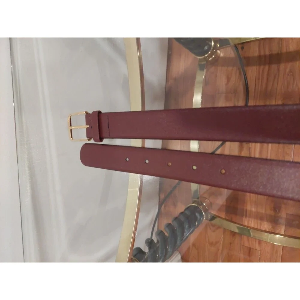 Pierre Cardin Soft Brown Leather Belt Size 38 Square Golden Buckle Cowhide Spain